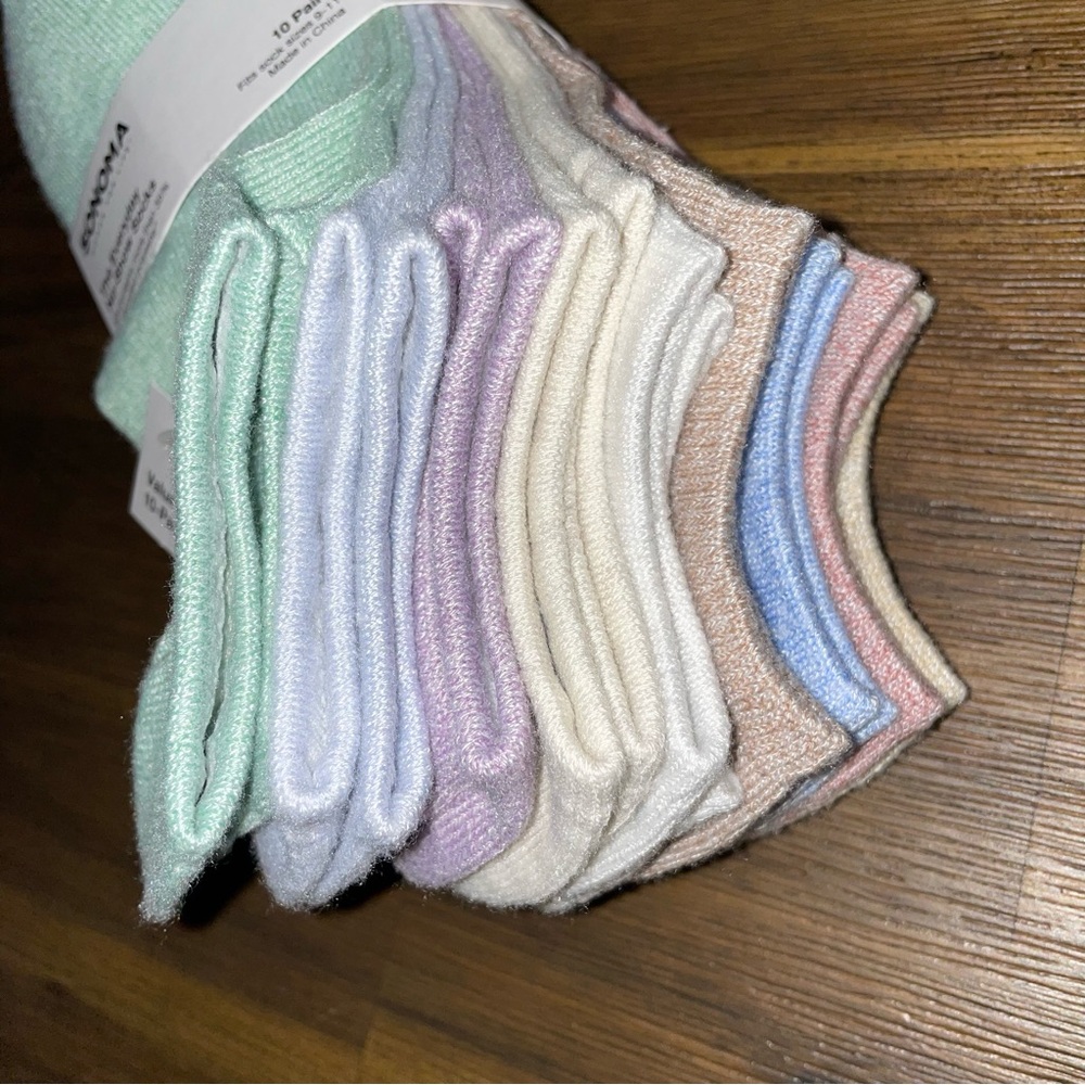 ⭐️FWP No-Show Socks - 10 pair pack - NWT - Pastel Mix - Picture 5 of 8